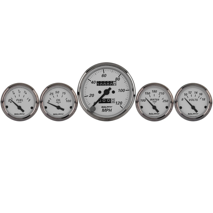 5 PC. GAUGE KIT 3-1/8 In. & 2-1/16 In.  MECH. SPEEDOMETER AMERICAN PLATINUM