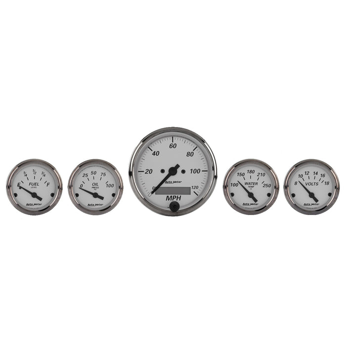 5 PC. GAUGE KIT 3-1/8 In. & 2-1/16 In.  ELEC. SPEEDOMETER AMERICAN PLATINUM