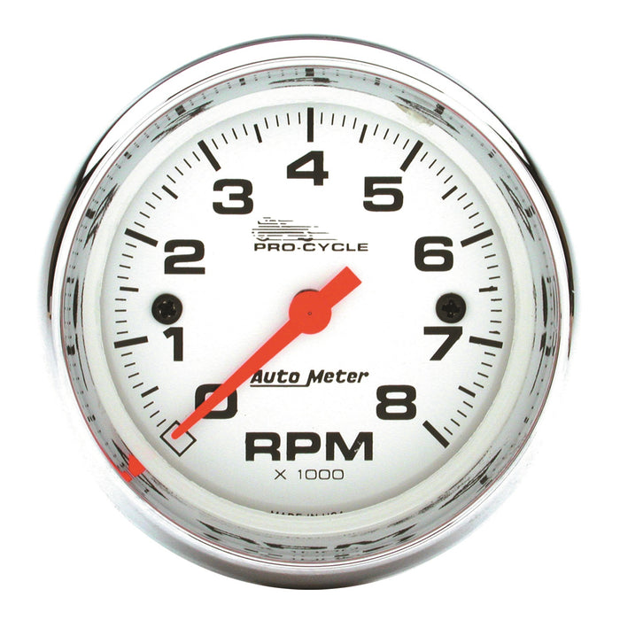 2-5/8 In. TACHOMETER 0-8000 RPM WHITE PRO-CYCLE