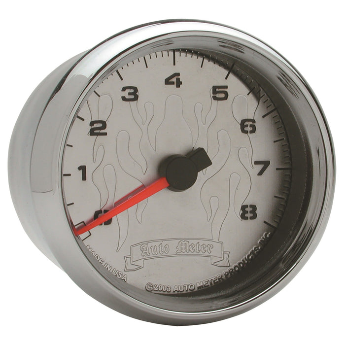 2-5/8 In. TACHOMETER 0-8000 RPM CHROME FLAME PRO-CYCLE