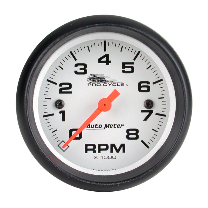 2-5/8 In. TACHOMETER 0-8000 RPM WHITE PRO-CYCLE