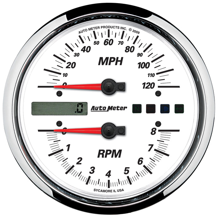 5 In. DIRECT FIT TACHOMETER/SPEEDOMETER COMBO 8K RPM/120 MPH WHITE PRO-CYCLE