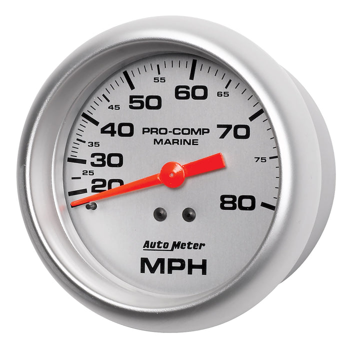 3-3/8 In. MECHANICAL SPEEDOMETER 0-80 MPH MARINE SILVER ULTRA-LITE