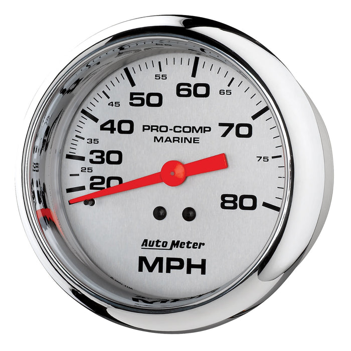 3-3/8 In. MECHANICAL SPEEDOMETER 0-80 MPH MARINE CHROME ULTRA-LITE