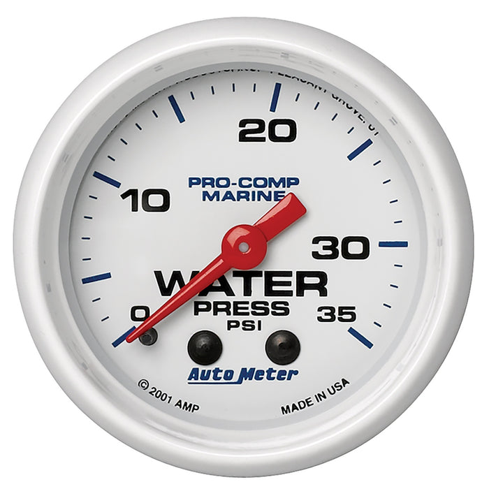 2-1/16 In. WATER PRESSURE 0-35 PSI MARINE WHITE