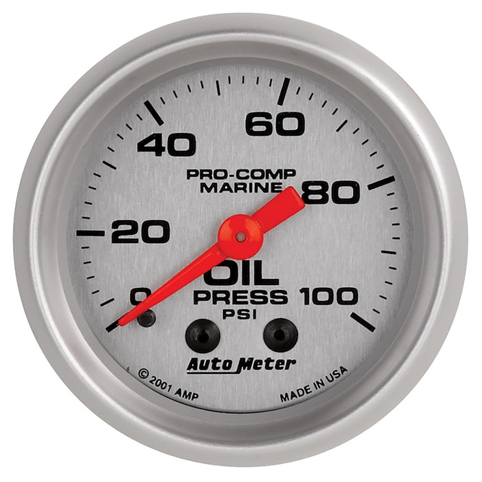 2-1/16 In. OIL PRESSURE 0-100 PSI MARINE SILVER ULTRA-LITE