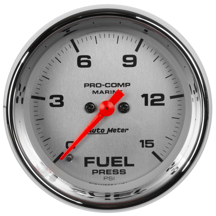 2-1/16 In. FUEL PRESSURE 0-15 PSI MARINE CHROME ULTRA-LITE