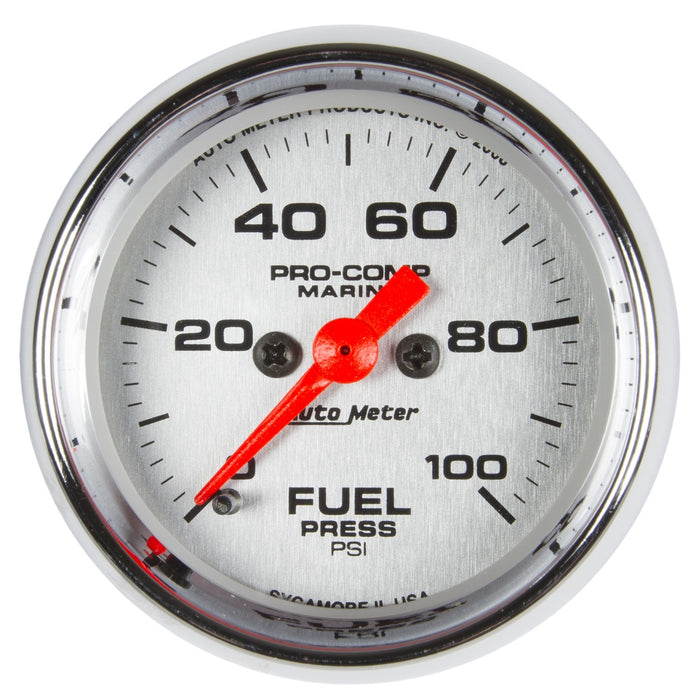 2-1/16 In. FUEL PRESSURE 0-100 PSI MARINE CHROME ULTRA-LITE