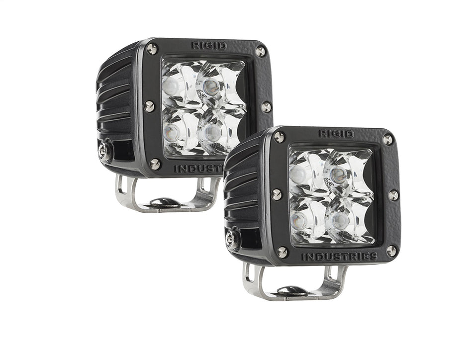 RIGID D-Series E-Mark Certified Spot Optic Surface Mount Black Housing Pair