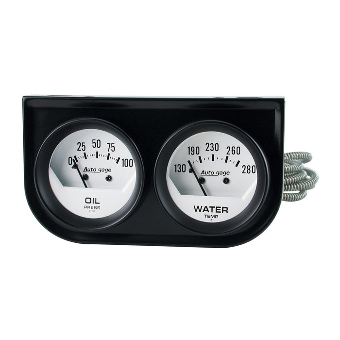 GAUGE CONSOLE OILP/WTMP 2-1/16 In.  100 PSI/280 Fahrenheit WHT DIAL BLK BZL AUTOGAGE