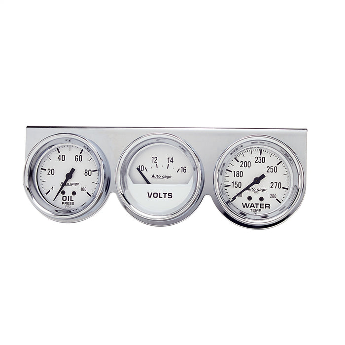 GAUGE CONSOLE OILP/WTMP/VOLT 2-5/8 In.  100 PSI/280 Fahrenheit/16V WHT DIAL CHROME BZL AG