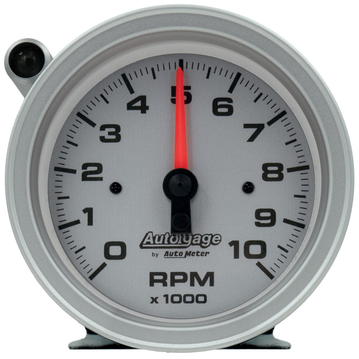 3-3/4 In. PEDESTAL TACHOMETER 0-10000 RPM SILVER DIAL W/EXTERNAL SHIFT-LIGHT AUTO GAGE