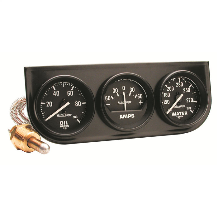 GAUGE CONSOLE OILP/WTMP/AMP 2-1/16 In.  100 PSI/280 Fahrenheit/60A BLK DIAL BLK BZL AUTOGAGE