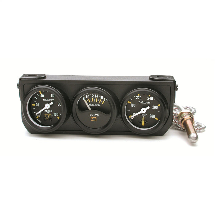 GAUGE CONSOLE OILP/WTMP/VOLT 1.5 In.  100 PSI/280 Fahrenheit/18V MECH BLK DIAL BLK BZL AG