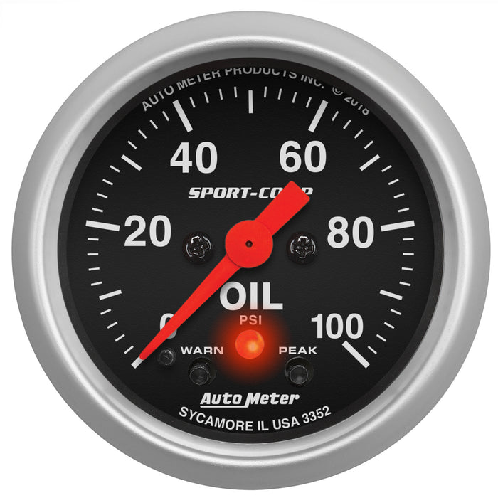 2-1/16 In. OIL PRESSURE 0-100 PSI SPORT-COMP