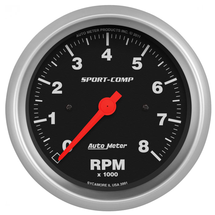 3-3/8 In. IN-DASH TACHOMETER 0-8000 RPM SPORT-COMP