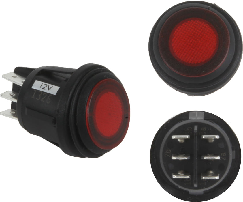 RIGID 3 Position Rocker Switch (On/Off/Backlight) Red Single