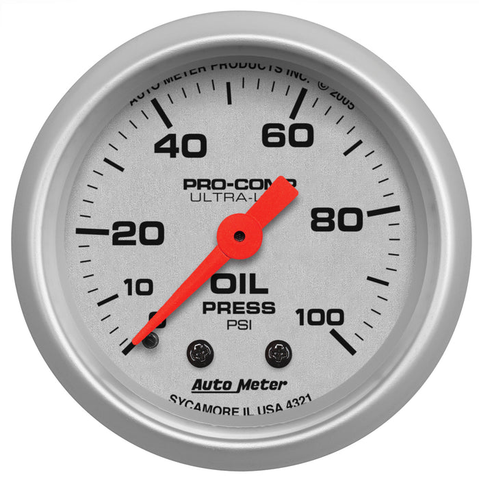 2-1/16 In. OIL PRESSURE 0-100 PSI ULTRA-LITE