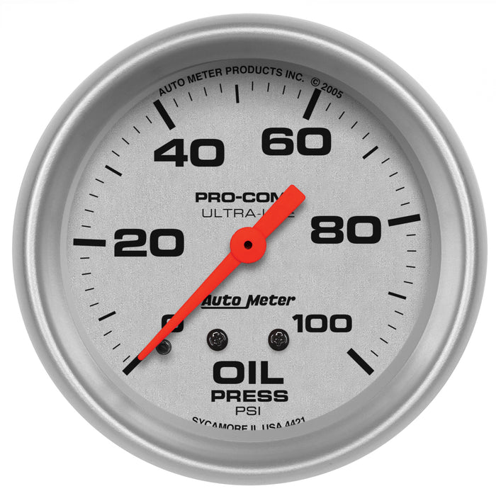 2-5/8 In. OIL PRESSURE 0-100 PSI ULTRA-LITE