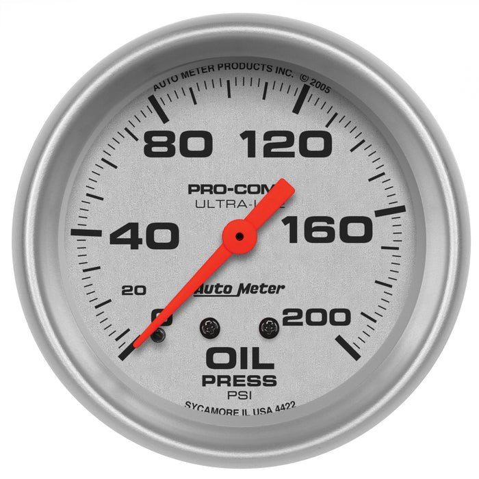 2-5/8 In. OIL PRESSURE 0-200 PSI ULTRA-LITE