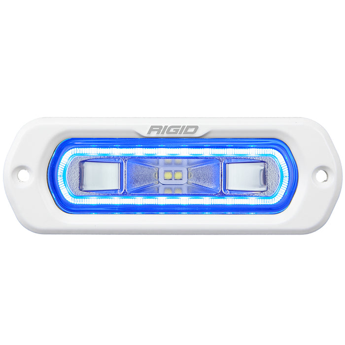 RIGID Industries SR-L Series Marine Spreader Pod 2 Wire Flush Mount White Housing With Blue Halo