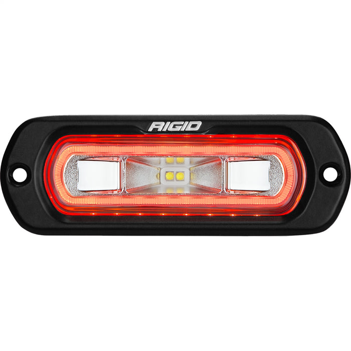 RIGID Industries SR-L Series Marine Spreader Pod 2 Wire Flush Mount Black Housing With Red Halo