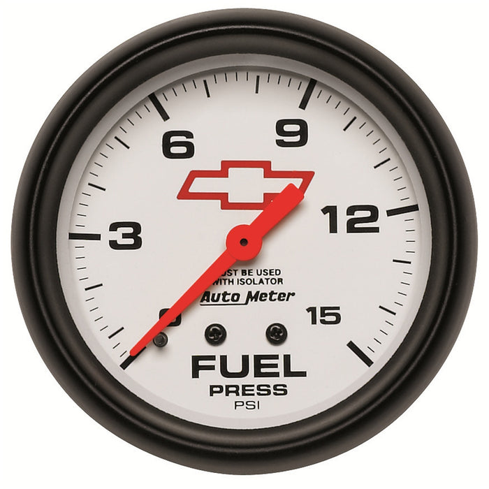 2-5/8 In. FUEL PRESSURE W/ ISOLATOR 0-15 PSI GM WHITE