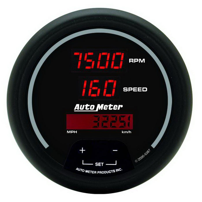 3-3/8 In. TACHOMETER/SPEEDOMETER COMBO 10K RPM/260 MPH/260 KM/H SPORT-COMP DIGITAL