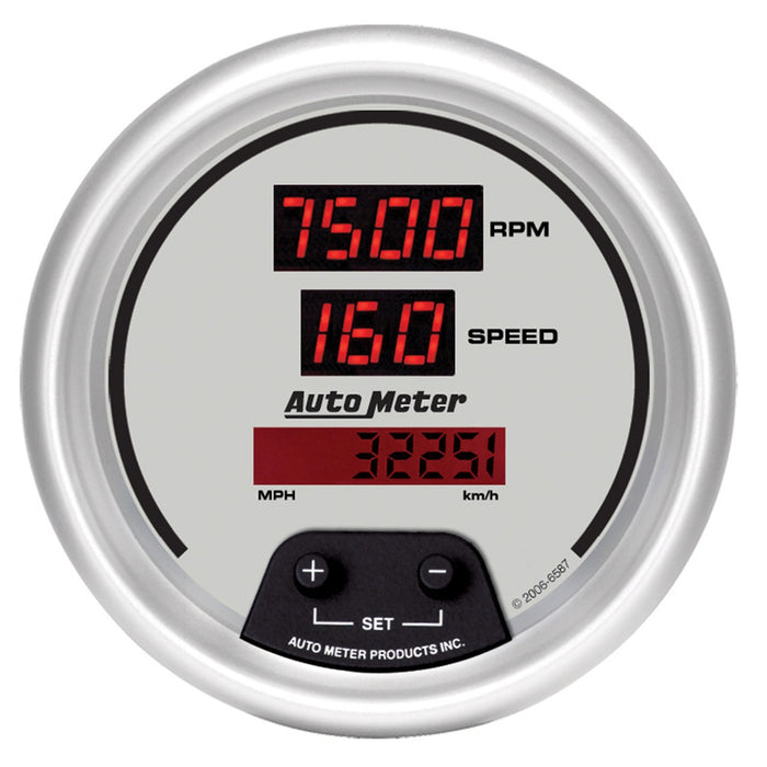 3-3/8 In. TACHOMETER/SPEEDOMETER COMBO 10K RPM/260 MPH/260 KM/H ULTRA-LITE DIGITAL