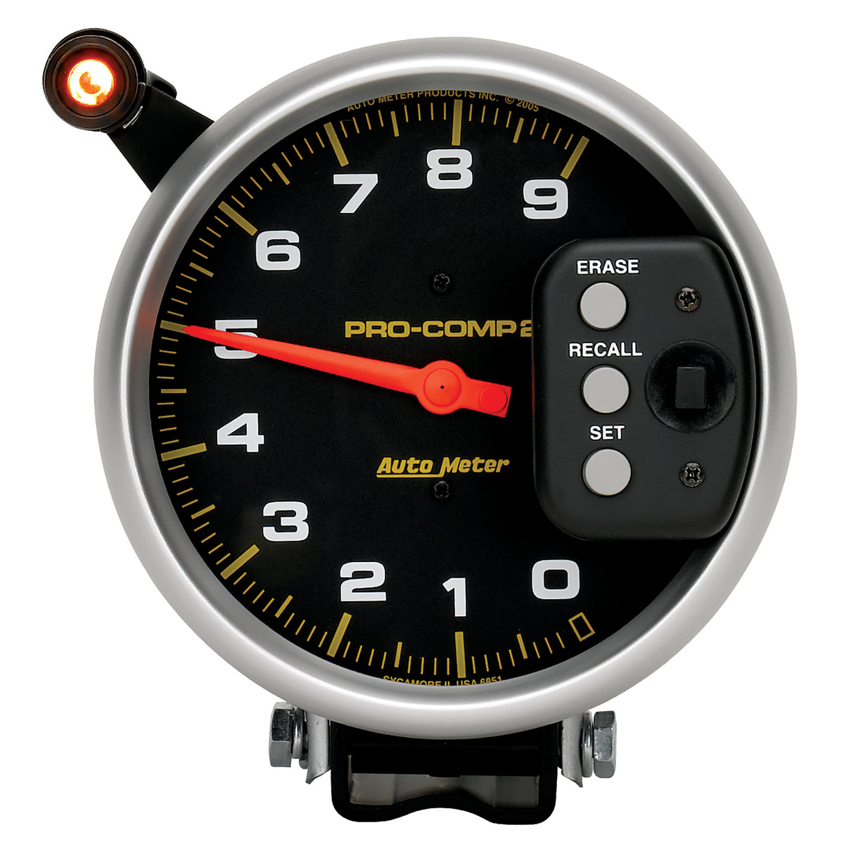 5 In. TACHOMETER 0-9000 RPM PEDESTAL W/ QUICK LITE & PEAK MEMORY PRO-C ...