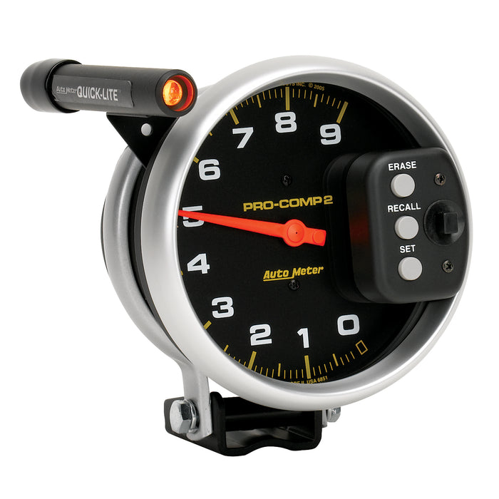 5 In. TACHOMETER 0-9000 RPM PEDESTAL W/ QUICK LITE & PEAK MEMORY PRO-COMP