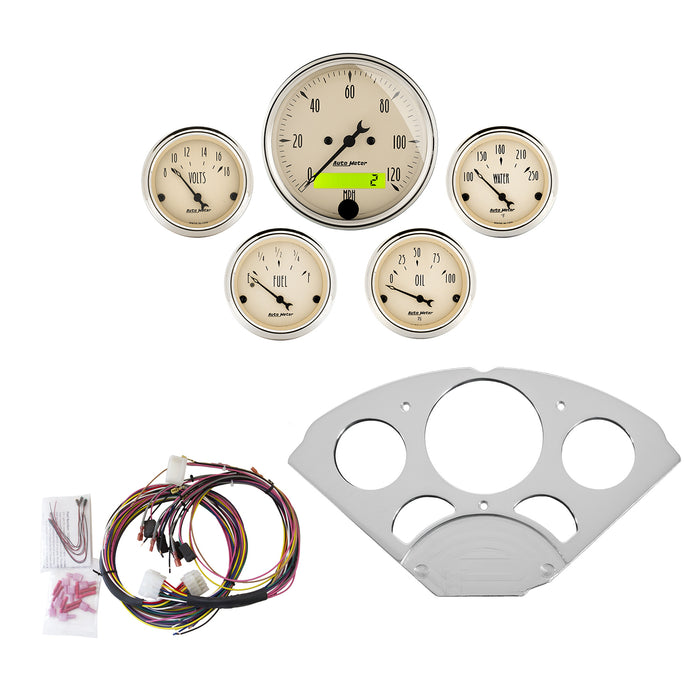 5 GAUGE DIRECT-FIT DASH KIT CHEVY CAR 55-56 ANTIQUE BEIGE