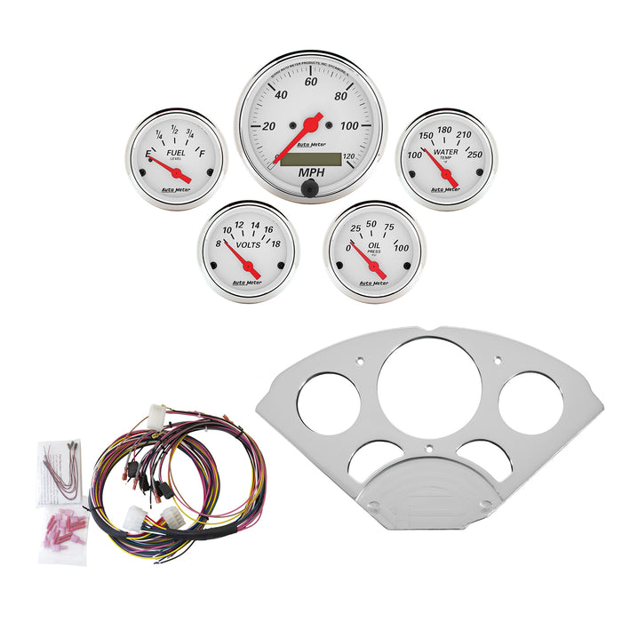 5 GAUGE DIRECT-FIT DASH KIT CHEVY CAR 55-56 ARCTIC WHITE