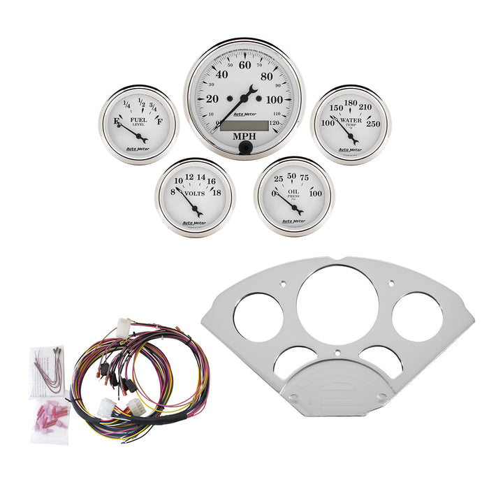 5 GAUGE DIRECT-FIT DASH KIT CHEVY CAR 55-56 OLD TYME WHITE