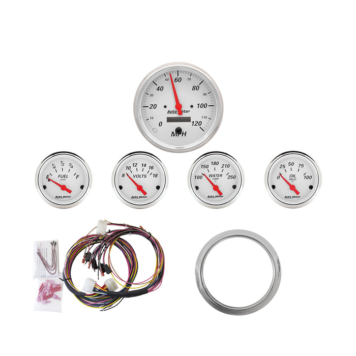 5 GAUGE DIRECT-FIT DASH KIT CHEVY CAR 59-60 ARCTIC WHITE