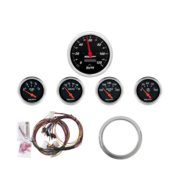 5 GAUGE DIRECT-FIT DASH KIT CHEVY CAR 59-60 DESIGNER BLACK