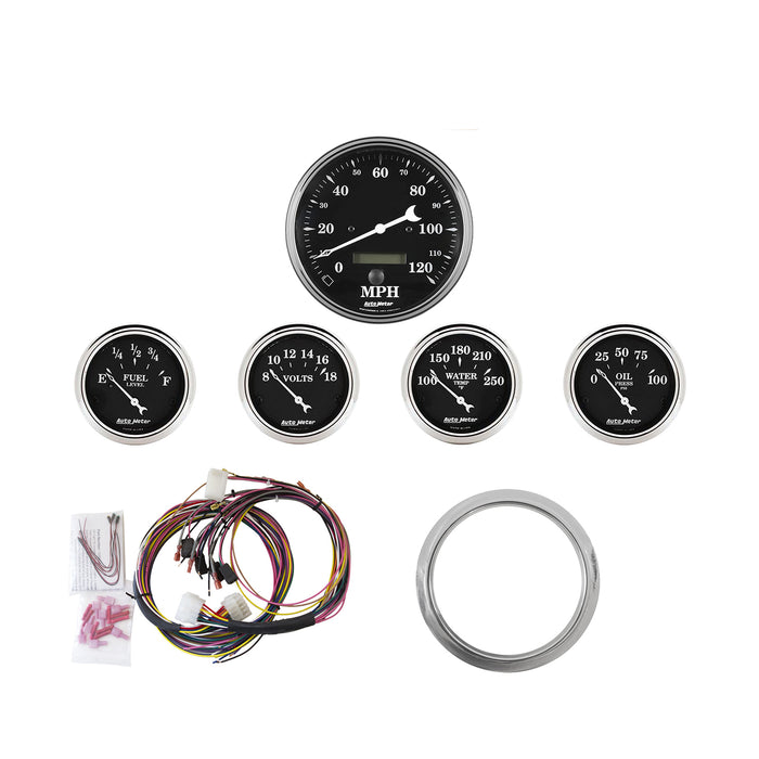 5 GAUGE DIRECT-FIT DASH KIT CHEVY CAR 59-60 OLD TYME BLACK