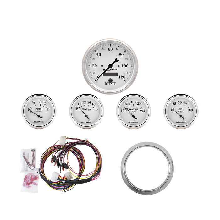 5 GAUGE DIRECT-FIT DASH KIT CHEVY CAR 59-60 OLD TYME WHITE