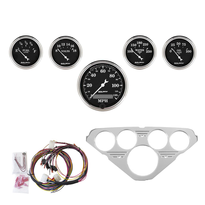 5 GAUGE DIRECT-FIT DASH KIT CHEVY TRUCK 55-59 OLD TYME BLACK