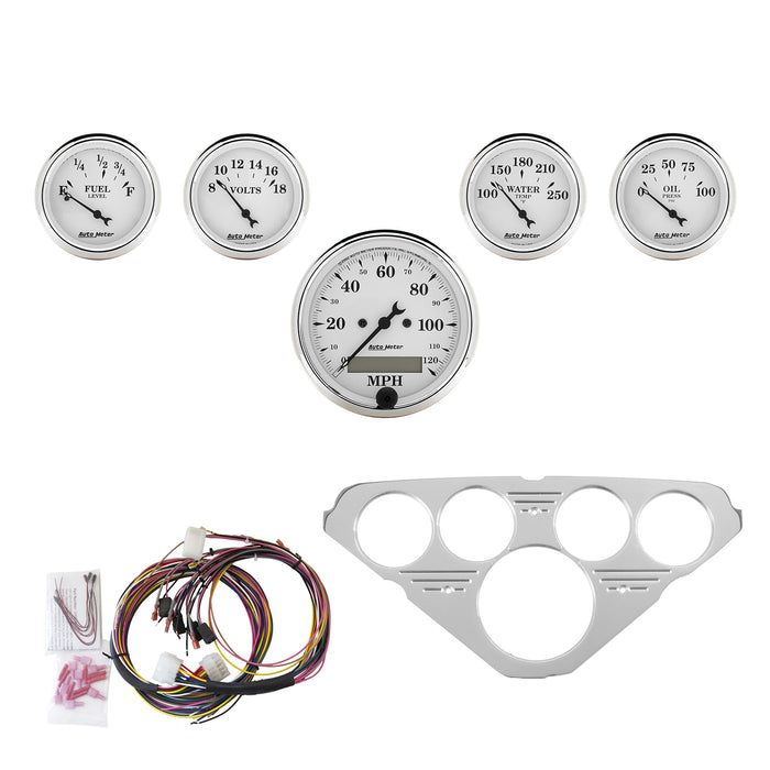 5 GAUGE DIRECT-FIT DASH KIT CHEVY TRUCK 55-59 OLD TYME WHITE