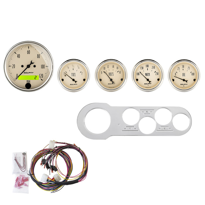 5 GAUGE DIRECT-FIT DASH KIT CHEVY CAR 53-54 ANTIQUE BEIGE