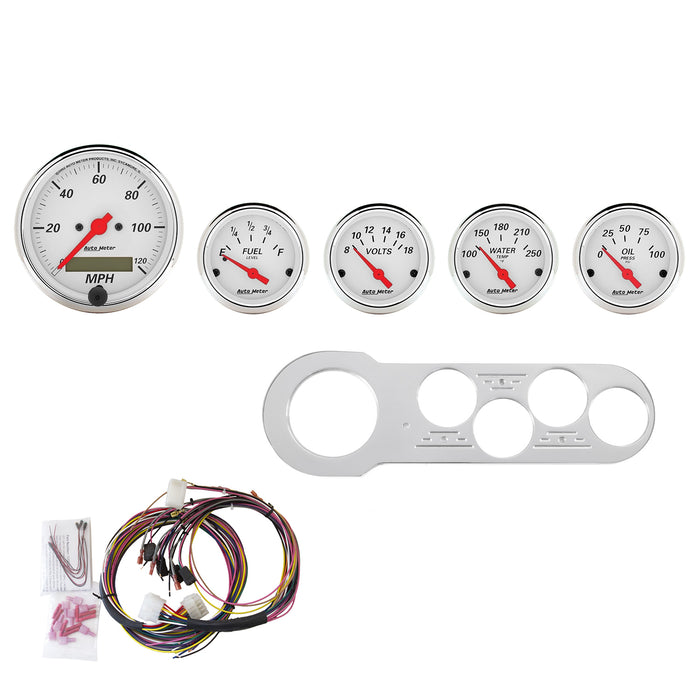 5 GAUGE DIRECT-FIT DASH KIT CHEVY CAR 53-54 ARCTIC WHITE