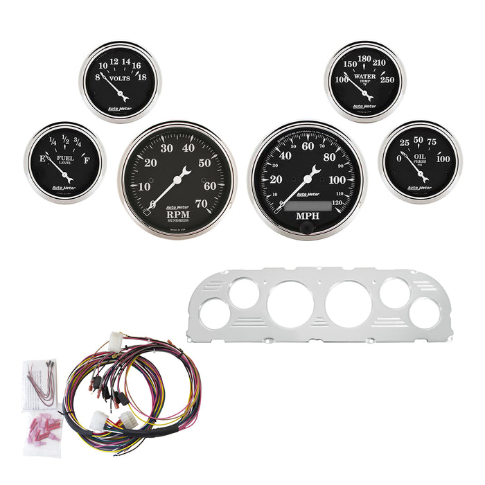 6 GAUGE DIRECT-FIT DASH KIT CHEVY TRUCK 60-63 OLD TYME BLACK