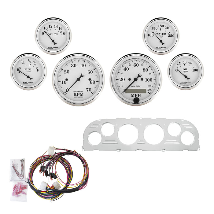 6 GAUGE DIRECT-FIT DASH KIT CHEVY TRUCK 60-63 OLD TYME WHITE
