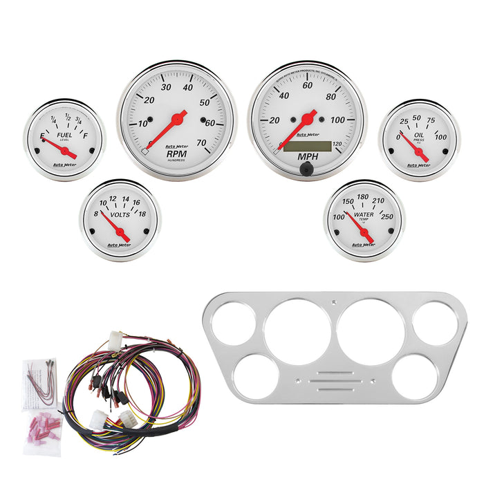 6 GAUGE DIRECT-FIT DASH KIT FORD TRUCK 53-55 ARCTIC WHITE