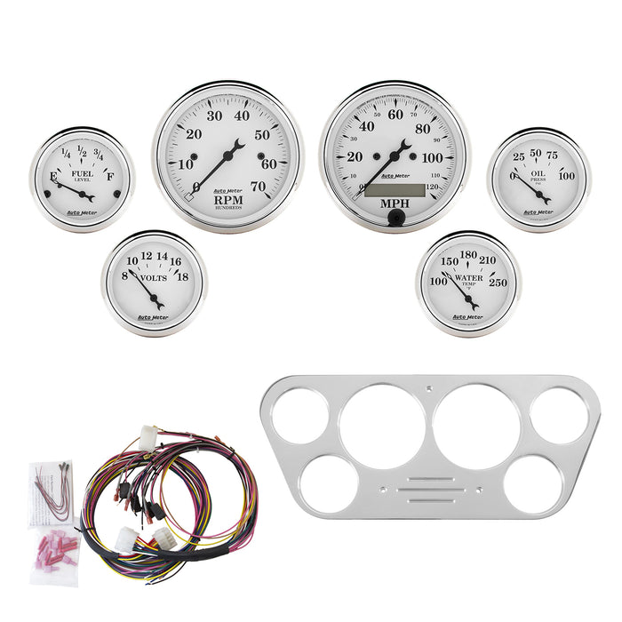 6 GAUGE DIRECT-FIT DASH KIT FORD TRUCK 53-55 OLD TYME WHITE