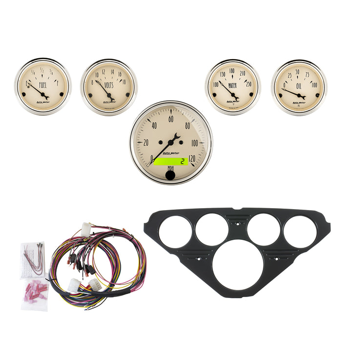 5 GAUGE DIRECT-FIT DASH KIT CHEVY TRUCK 55-59 ANTIQUE BEIGE