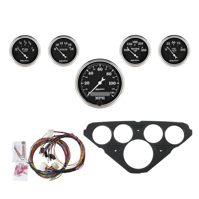 5 GAUGE DIRECT-FIT DASH KIT CHEVY TRUCK 55-59 OLD TYME BLACK