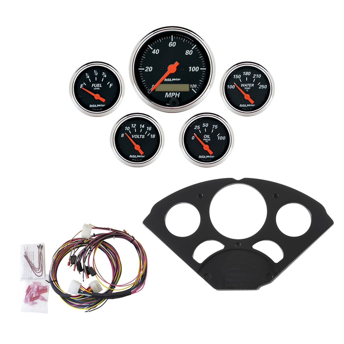 5 GAUGE DIRECT-FIT DASH KIT CHEVY 55-56 DESIGNER BLACK