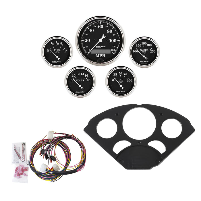 5 GAUGE DIRECT-FIT DASH KIT CHEVY 55-56 OLD TYME BLACK